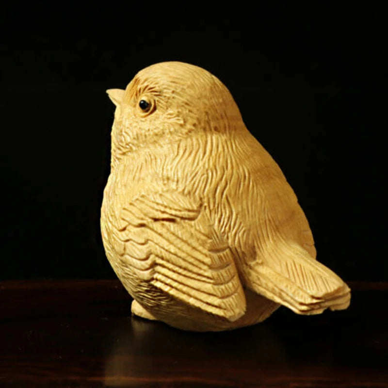 LS007ca - 5x6x4.2 CM Carved Boxwood Carving Figurine : Pair of Birds