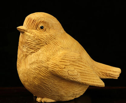 LS007ca - 5x6x4.2 CM Carved Boxwood Carving Figurine : Pair of Birds