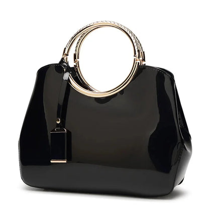 Lacquer Leather Bright-faced Shoulder Noble Air Crossbody Bag Fashion Zipper PU Pinkycolor Women's Handbags