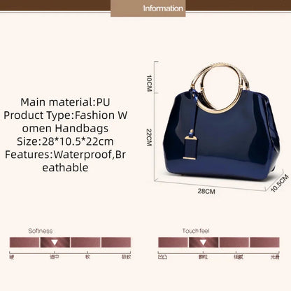 Lacquer Leather Bright-faced Shoulder Noble Air Crossbody Bag Fashion Zipper PU Pinkycolor Women's Handbags