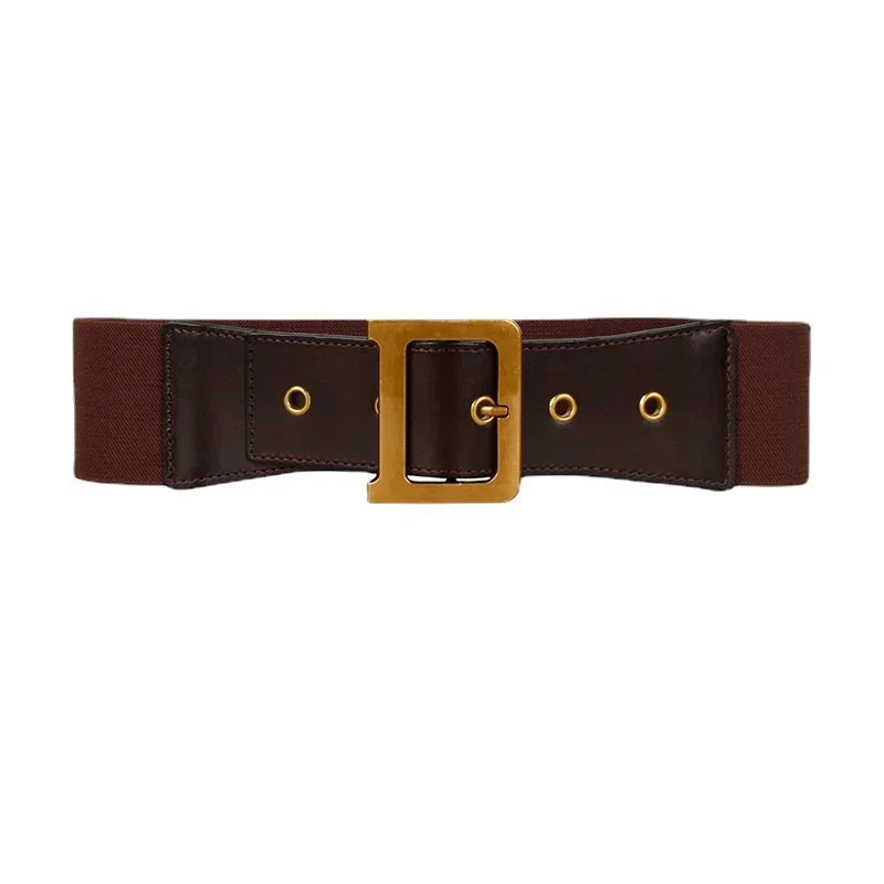 Ladies 6cm Wide Female Leather Decoration D Buckle All-match Skirt Elastic Waist High Quality Women Fashion Belts