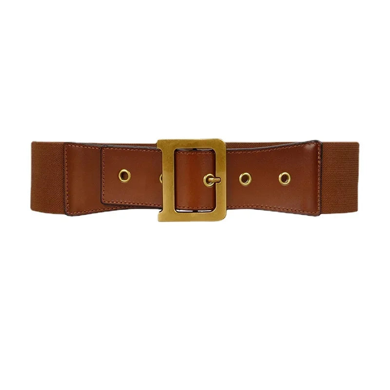 Ladies 6cm Wide Female Leather Decoration D Buckle All-match Skirt Elastic Waist High Quality Women Fashion Belts