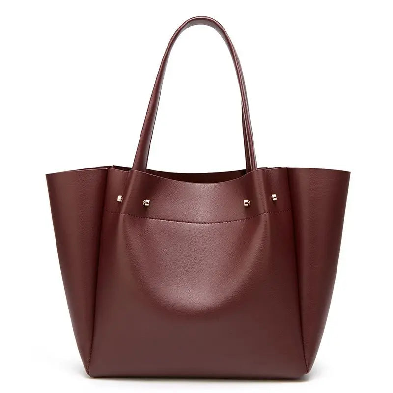 Ladies Bags With Free Shipping Leather Tote Large Capacity Shopping Solid Colors Fashion Concise ELegant Shoulder Handbags