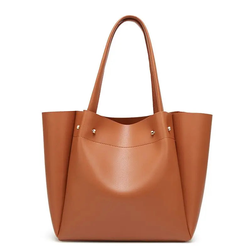 Ladies Bags With Free Shipping Leather Tote Large Capacity Shopping Solid Colors Fashion Concise ELegant Shoulder Handbags