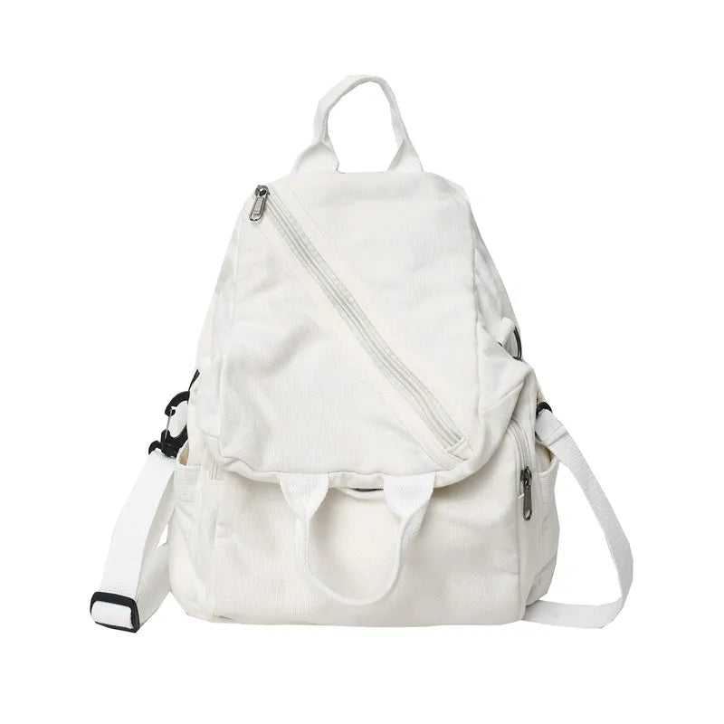Ladies Canvas Laptop College Student Backpack Girl Vintage School Bag Cool Women Travel Backpack Female Trendy Book Bags Fashion