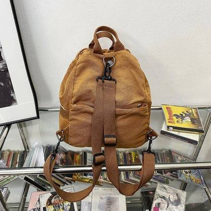 Ladies Canvas Laptop College Student Backpack Girl Vintage School Bag Cool Women Travel Backpack Female Trendy Book Bags Fashion