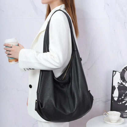 Ladies Casual Crossbody Shoulder Bags Simple Large Capacity Genuine Leather Tote Bag Commuter Shopping Travel Versatile Bolsos