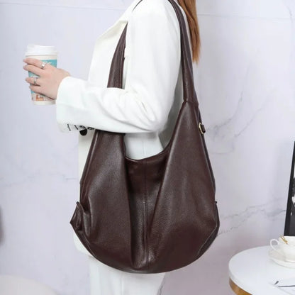 Ladies Casual Crossbody Shoulder Bags Simple Large Capacity Genuine Leather Tote Bag Commuter Shopping Travel Versatile Bolsos