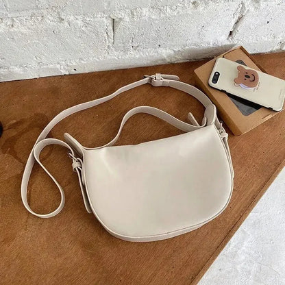 Ladies Casual Large Capacity Dumpling Women's Fashion Soft Leather Handbag Female Simple Solid Color Shoulder Crossbody Bag