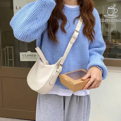 Ladies Casual Large Capacity Dumpling Women's Fashion Soft Leather Handbag Female Simple Solid Color Shoulder Crossbody Bag