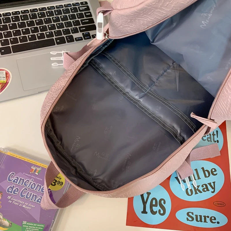 Ladies Cute White College Backpack Women Leisure School Bag Girl Laptop Backpack Trendy Female Travel Book Bags Fashion Teenager