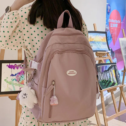 Ladies Cute White College Backpack Women Leisure School Bag Girl Laptop Backpack Trendy Female Travel Book Bags Fashion Teenager