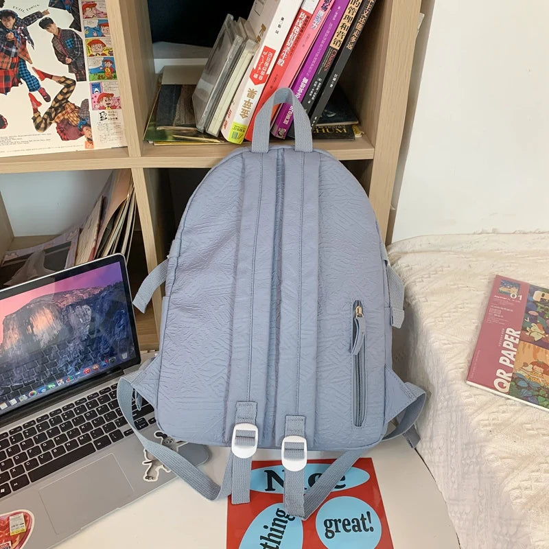 Ladies Cute White College Backpack Women Leisure School Bag Girl Laptop Backpack Trendy Female Travel Book Bags Fashion Teenager