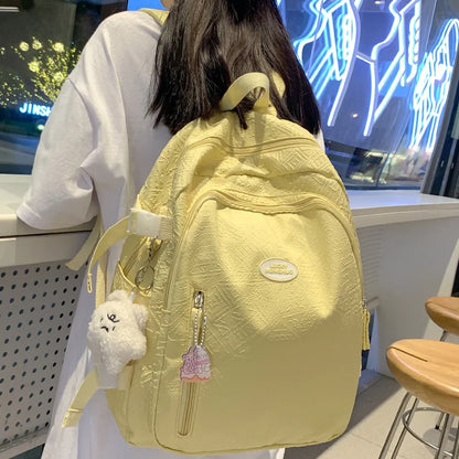 Ladies Cute White College Backpack Women Leisure School Bag Girl Laptop Backpack Trendy Female Travel Book Bags Fashion Teenager