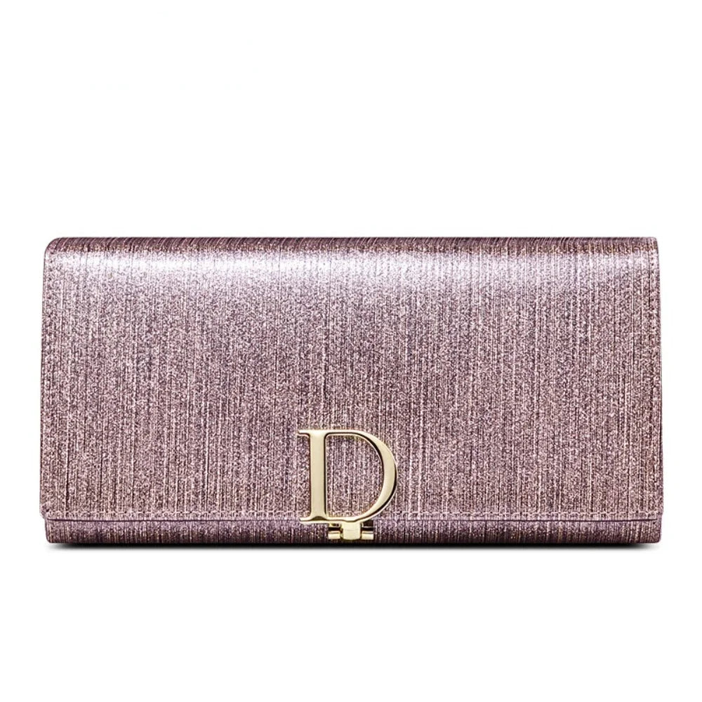 Ladies D Buckle Large Capacity Multi-card Slot Long Wallet Genuine Leather Purse
