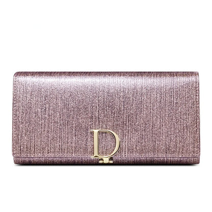 Ladies D Buckle Large Capacity Multi-card Slot Long Wallet Genuine Leather Purse