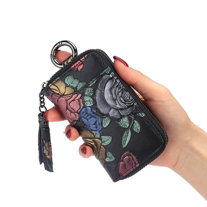 Ladies Exquisite Multifunctional Compact Fashion Hand-painted Car Key Card Bag