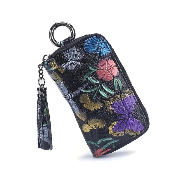 Ladies Exquisite Multifunctional Compact Fashion Hand-painted Car Key Card Bag