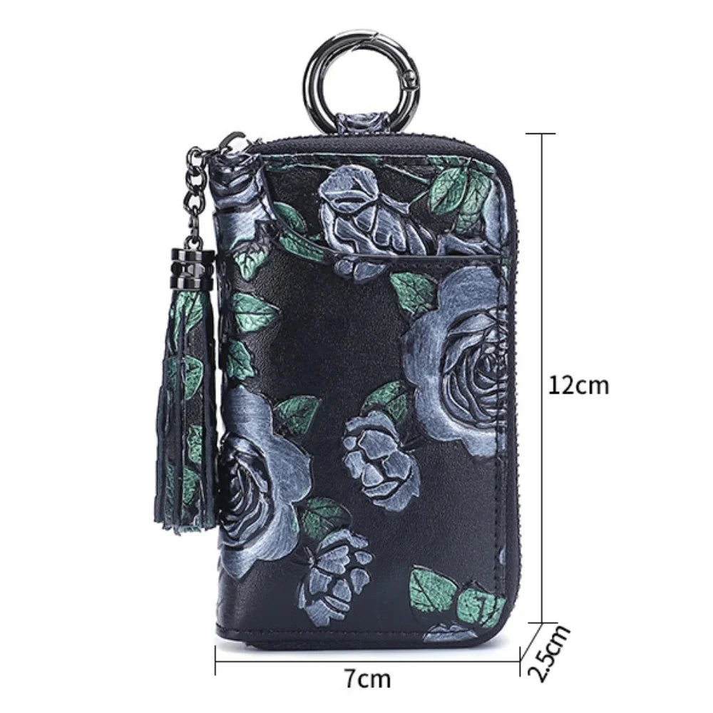 Ladies Exquisite Multifunctional Compact Fashion Hand-painted Car Key Card Bag