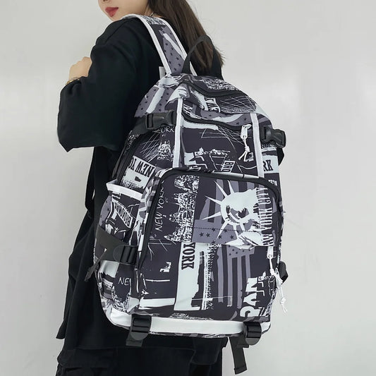 Ladies Fashion Laptop Nylon Backpacks Print Women Book Boy Bag Female Harajuku Men Backpack Girl Student Male School Bags Travel