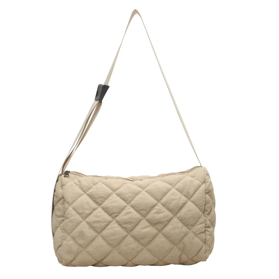 Ladies Fashion Rhombic Lattice Crossbody Bag Women Versatile Large Capacity Shoulder Bag Solid Color Casual Shopping Travel Bag