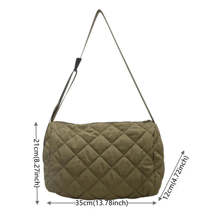 Ladies Fashion Rhombic Lattice Crossbody Bag Women Versatile Large Capacity Shoulder Bag Solid Color Casual Shopping Travel Bag