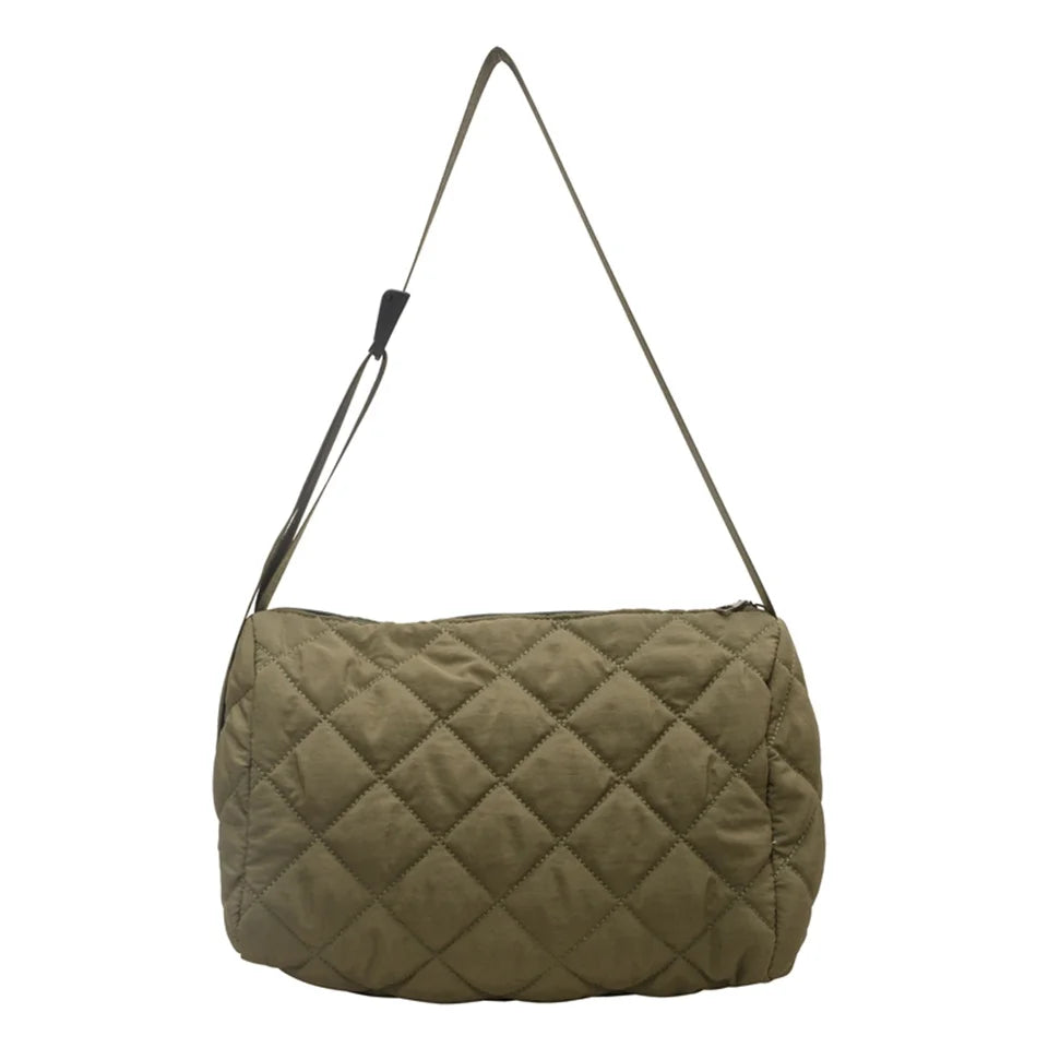 Ladies Fashion Rhombic Lattice Crossbody Bag Women Versatile Large Capacity Shoulder Bag Solid Color Casual Shopping Travel Bag