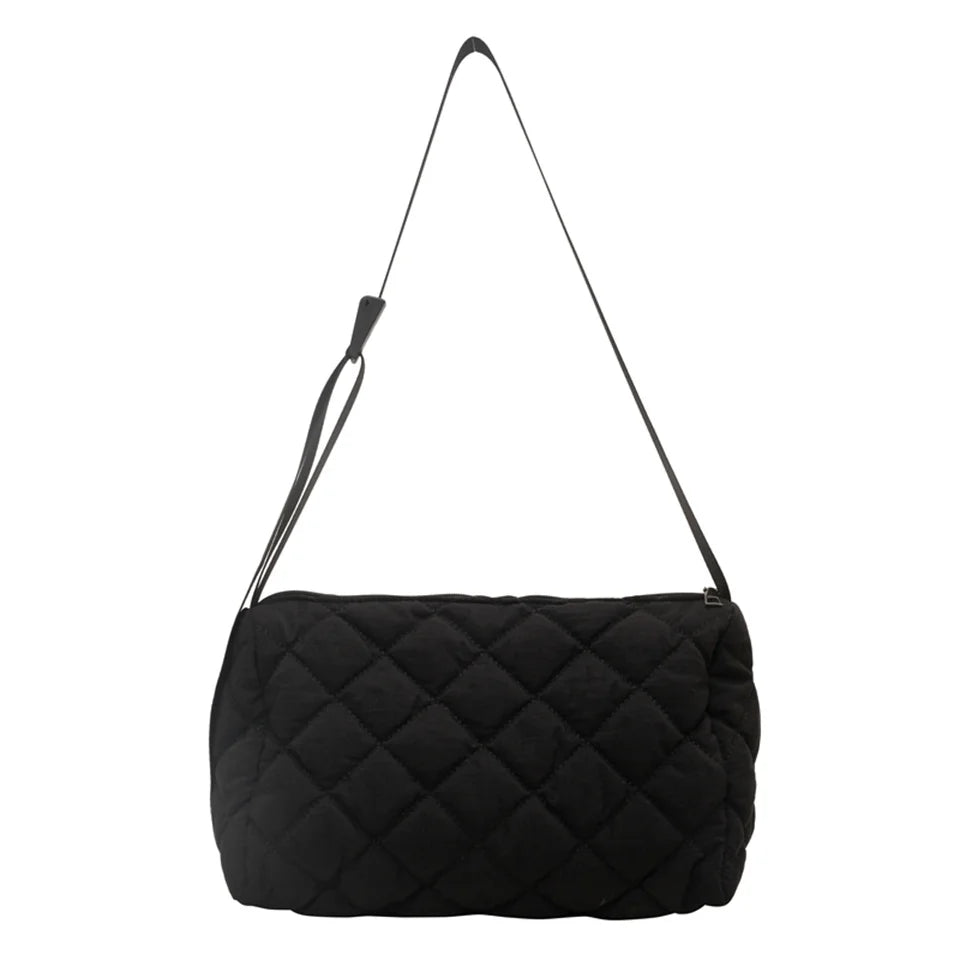 Ladies Fashion Rhombic Lattice Crossbody Bag Women Versatile Large Capacity Shoulder Bag Solid Color Casual Shopping Travel Bag
