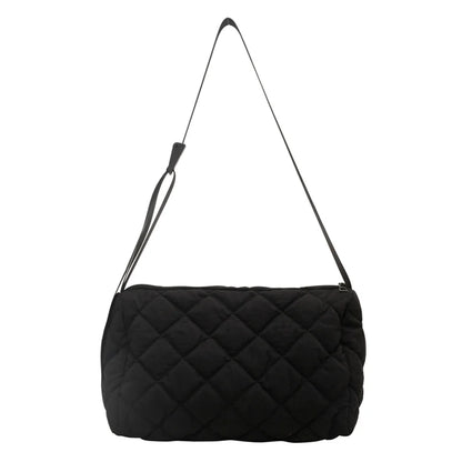 Ladies Fashion Rhombic Lattice Crossbody Bag Women Versatile Large Capacity Shoulder Bag Solid Color Casual Shopping Travel Bag
