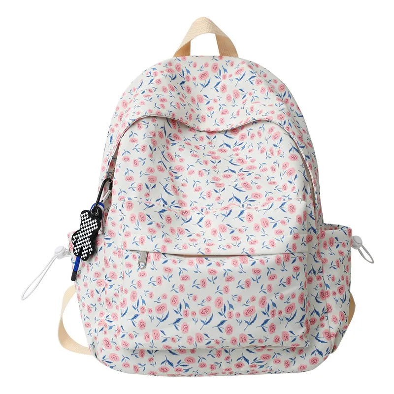 Ladies Floral Trendy Student Bag Female Laptop College Backpack Women Leisure School Bag Fashion Girl Nylon Travel Book Backpack
