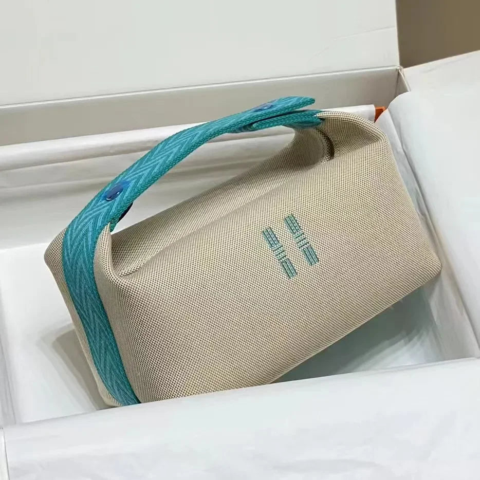 Ladies' Handheld Makeup Bag Pure Color Zipper Large Capacity Pillow Bag Lightweight Canvas Storage Bag