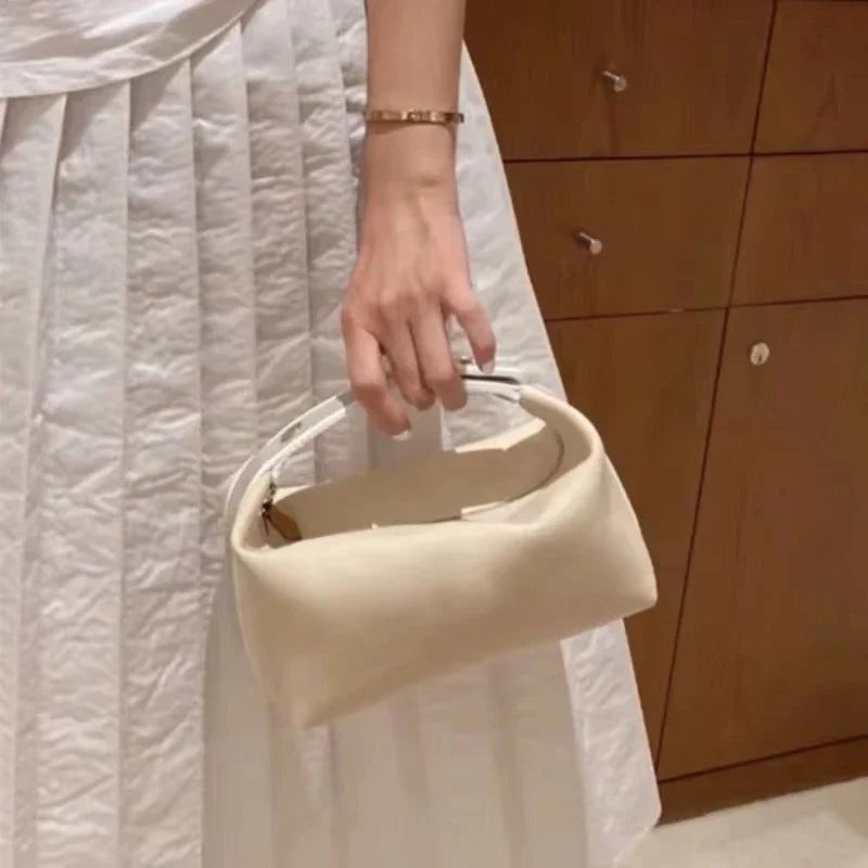 Ladies' Handheld Makeup Bag Pure Color Zipper Large Capacity Pillow Bag Lightweight Canvas Storage Bag