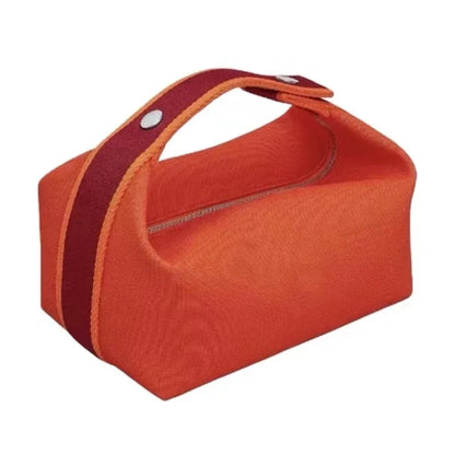 Ladies' Handheld Makeup Bag Pure Color Zipper Large Capacity Pillow Bag Lightweight Canvas Storage Bag