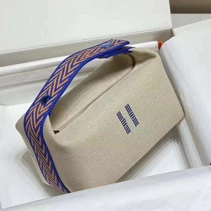 Ladies' Handheld Makeup Bag Pure Color Zipper Large Capacity Pillow Bag Lightweight Canvas Storage Bag