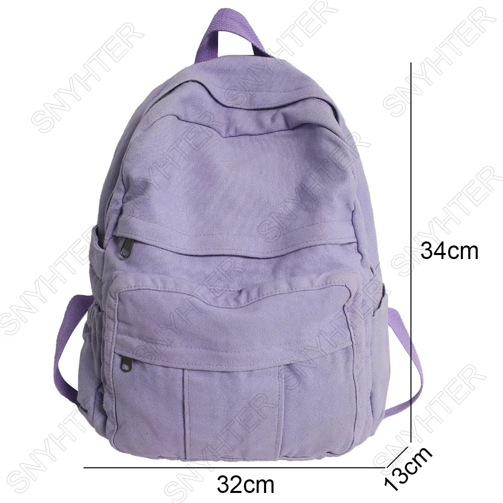 Ladies Harajuku Cute Retro Canvas Bag Female Laptop Student Backpack Fashion Girl Fabric College Backpack Women Travel Teen Bags
