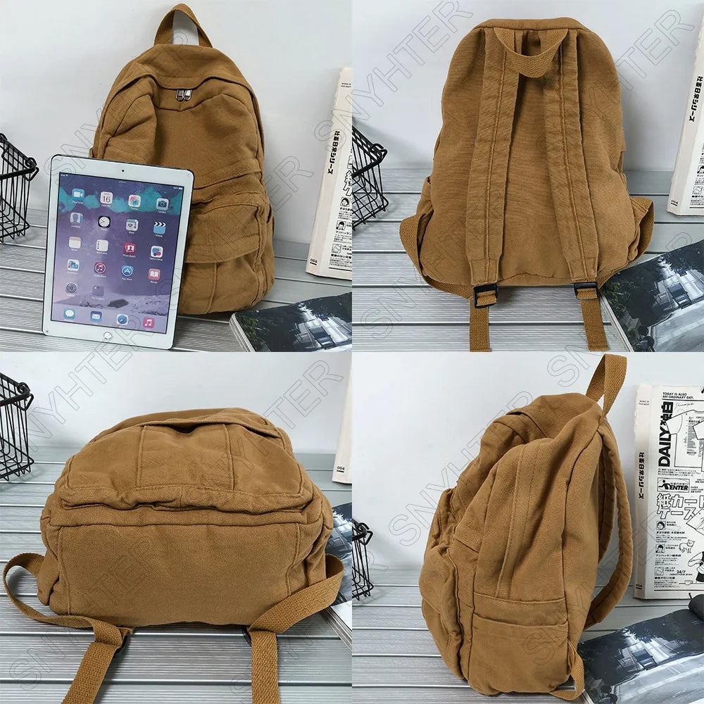 Ladies Harajuku Cute Retro Canvas Bag Female Laptop Student Backpack Fashion Girl Fabric College Backpack Women Travel Teen Bags