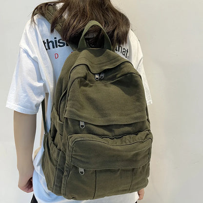 Ladies Harajuku Cute Retro Canvas Bag Female Laptop Student Backpack Fashion Girl Fabric College Backpack Women Travel Teen Bags