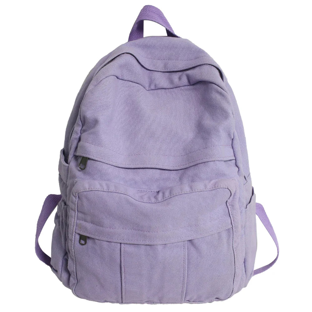 Ladies Harajuku Cute Retro Canvas Bag Female Laptop Student Backpack Fashion Girl Fabric College Backpack Women Travel Teen Bags