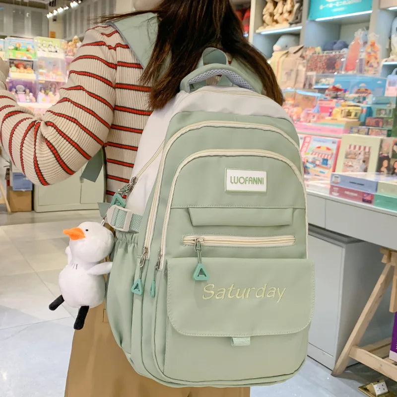 Ladies High Capacity Red Leisure College Backpack Trendy Women Fashion Nylon Laptop Book Bags Girl Cute Travel School Bag Female