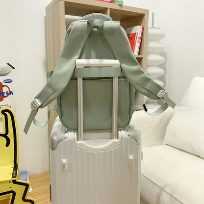 Ladies High Capacity Red Leisure College Backpack Trendy Women Fashion Nylon Laptop Book Bags Girl Cute Travel School Bag Female