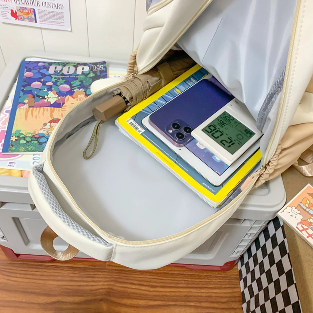 Ladies Kawaii Fashion Nylon Waterproof Laptop Student Book Bag - Thumbnail 3