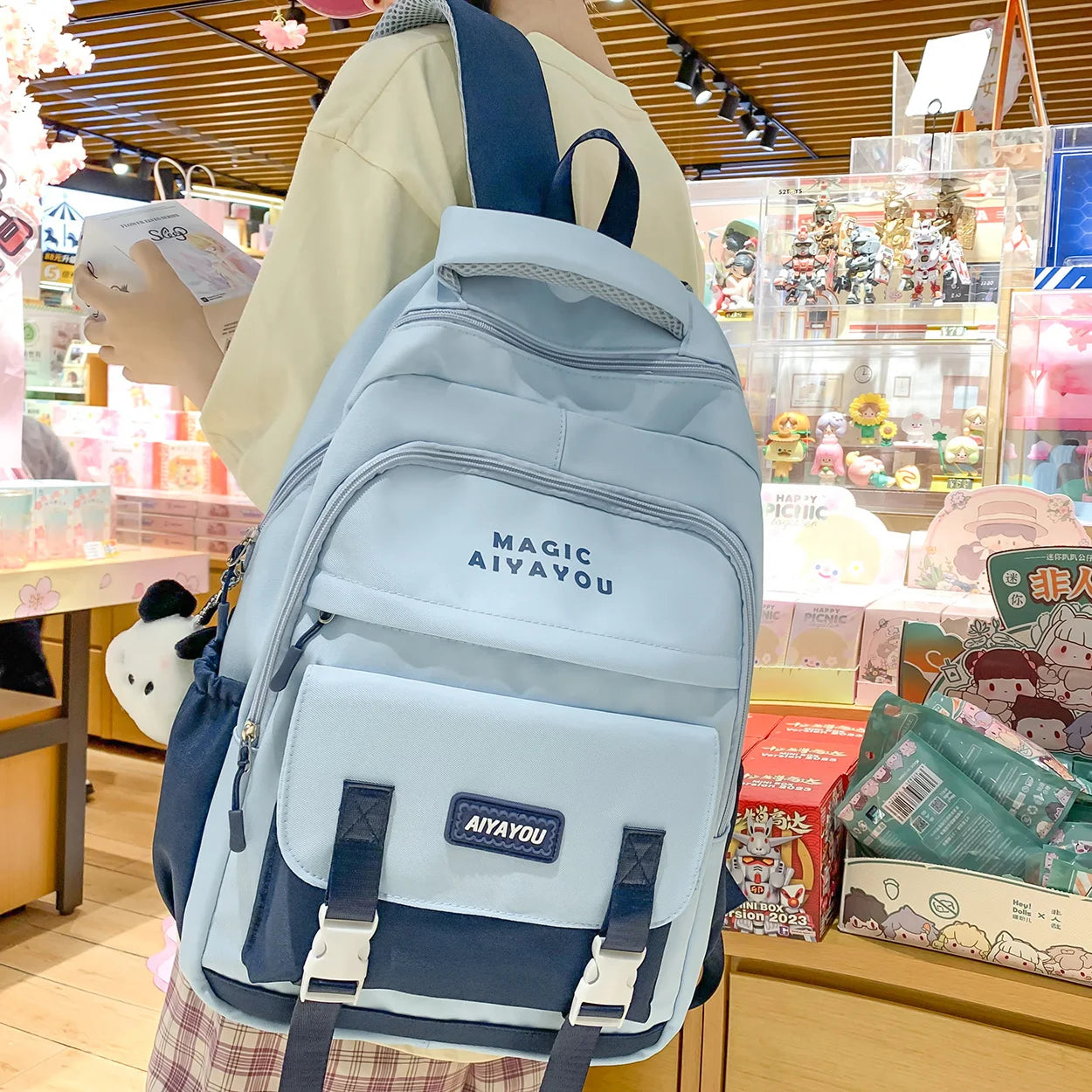Ladies Kawaii Fashion Nylon Waterproof Laptop Student Book Bag Women College Backpack Girl School Bags Female Travel Cute Trendy