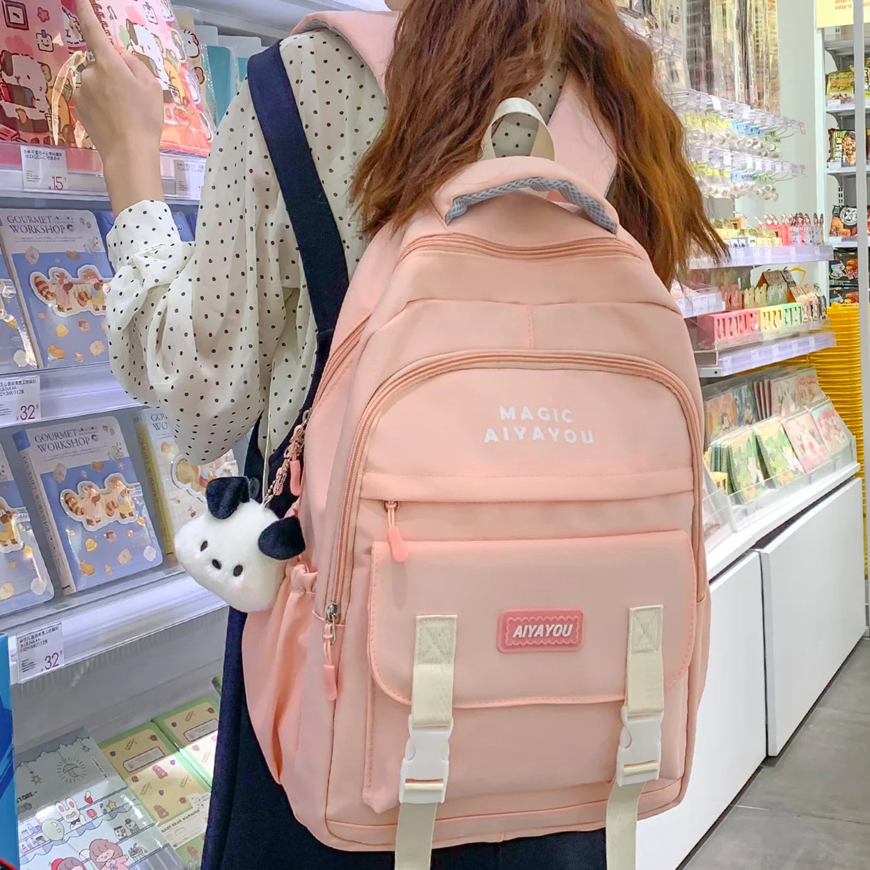 Ladies Kawaii Fashion Nylon Waterproof Laptop Student Book Bag Women College Backpack Girl School Bags Female Travel Cute Trendy