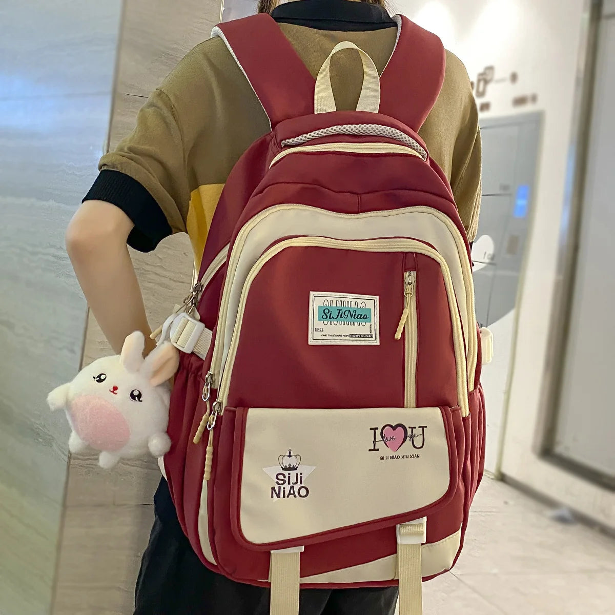 Ladies Kawaii High Capacity College Book Bag Female Cute Travel Student Backpack Women Laptop Girl Nylon School Backpack Fashion
