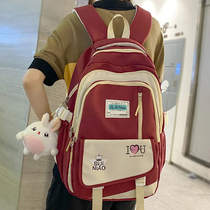 Ladies Kawaii High Capacity College Book Bag Female Cute Travel Student Backpack Women Laptop Girl Nylon School Backpack Fashion