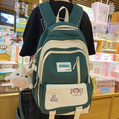 Ladies Kawaii High Capacity College Book Bag Female Cute Travel Student Backpack Women Laptop Girl Nylon School Backpack Fashion