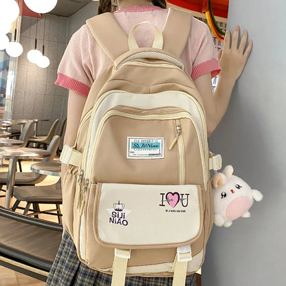 Ladies Kawaii High Capacity College Book Bag Female Cute Travel Student Backpack Women Laptop Girl Nylon School Backpack Fashion