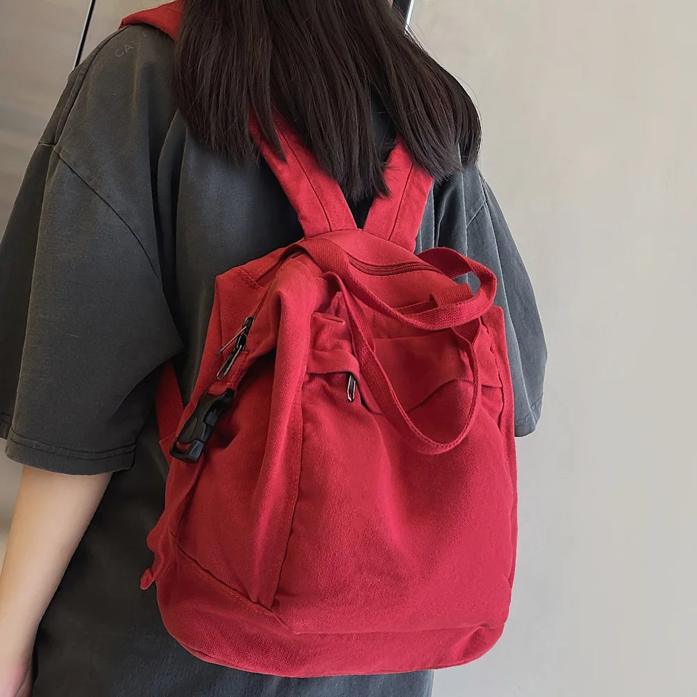 Ladies Laptop Backpack Vintage Canvas Bag Female Kawaii Fashion New Girl Fabric School Bag College Student Women Backpack Travel