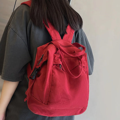 Ladies Laptop Backpack Vintage Canvas Bag Female Kawaii Fashion New Girl Fabric School Bag College Student Women Backpack Travel
