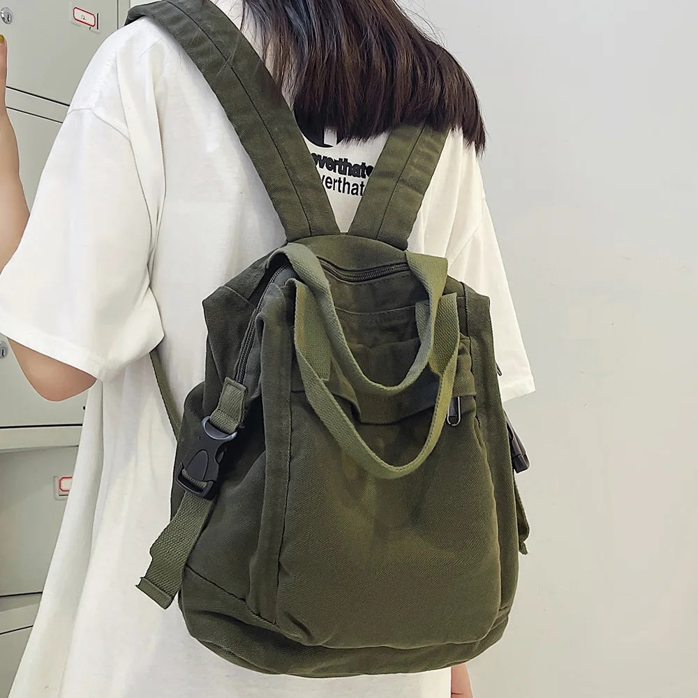 Ladies Laptop Backpack Vintage Canvas Bag Female Kawaii Fashion New Girl Fabric School Bag College Student Women Backpack Travel